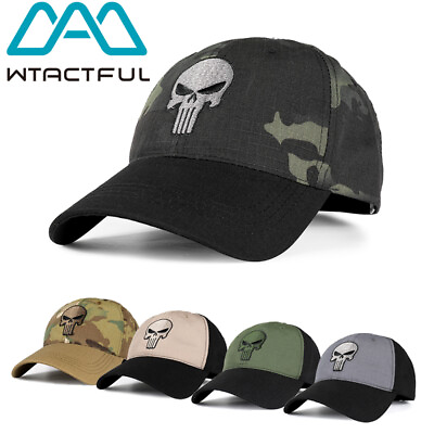 #ad Military Baseball Caps Tactical Adjustable Snapback Multicam Skull Camo Sun Hats