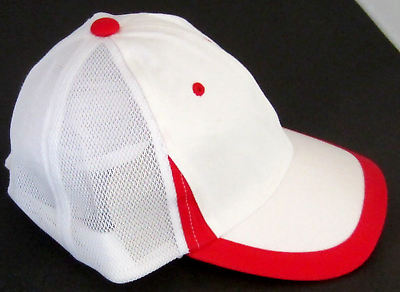 #ad Cap Hat Truckers Mesh Back Adjustable White amp; Red trim Brand New