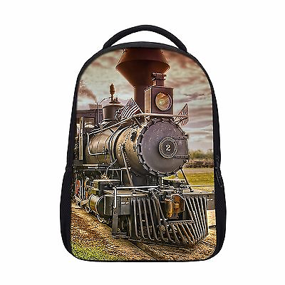 Vintage Steam Train School Large Backpack Boys Rucksack Kids Book Bag Daypack $27.99