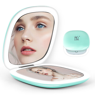 #ad Compact Travel Makeup Mirror 1X 10X Magnification Pocket Mirror Dimmable Folding