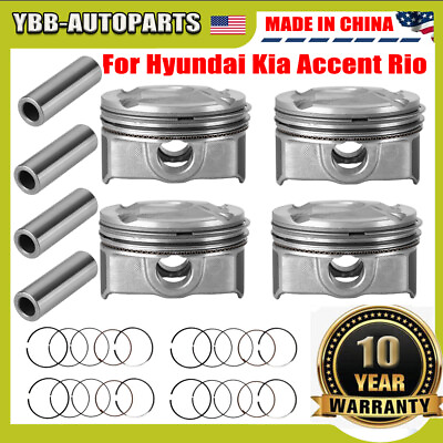 #ad For 2012 2016 Hyundai Kia Accent Rio 1.6L DOHC NEW 4 x Piston amp; Rings kit