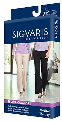 #ad SIGVARIS 860 SELECT COMFORT 30 40mmHg WOMENS CLOSED TOE KNEE HIGHS M4 DK NAVY