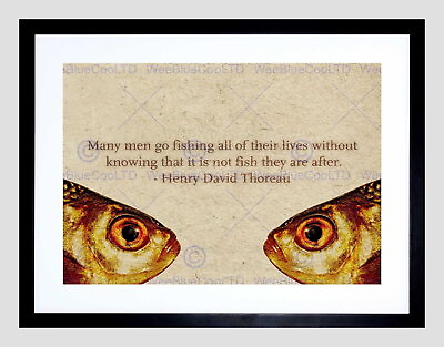 #ad 86765 HENRY THOREAU FISHING SPORT MEN BEIGE QUOTE Wall Print Poster CA