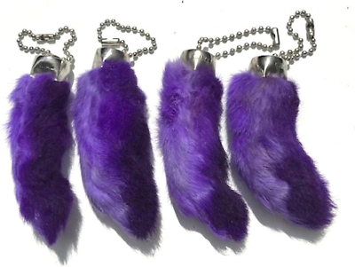 #ad Rabbit Rabbits Foot Keychain Purple 4 Pcs