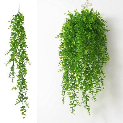 #ad Artificial Hanging Plants Flowers Basket Fake Vine Trailing Indoor House Plants