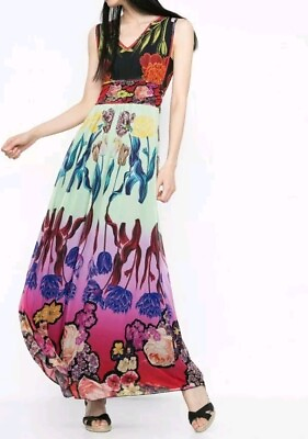 #ad LkNew Desigual $198 Helsinki Floral Maxi Dress Sundress Check all my sales
