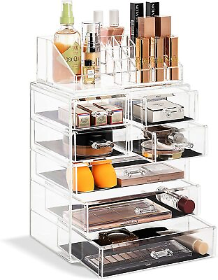 #ad Sorbus Acrylic Cosmetics Makeup and Jewelry Storage Case Display Set