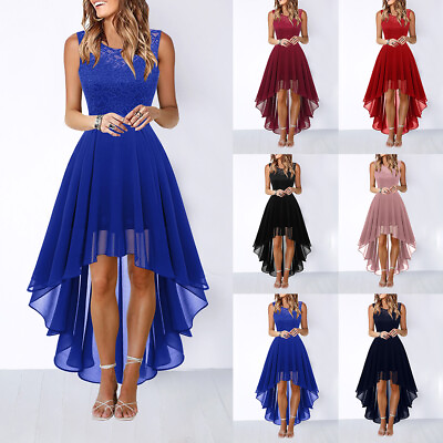 #ad Womens Lace Chiffon Midi Dress Sleeveless Formal Evening Cocktail Swing Dress US