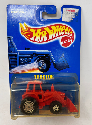 #ad Vintage Hot Wheels Red Tractor Blue Card Collector #145 Contruction Wheels
