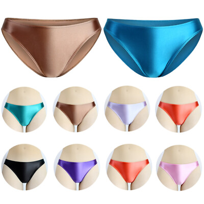 #ad Women#x27;s Sexy Smooth Glitter Panties Underwear Low Waist Briefs Opaque Underpants