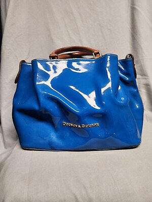 #ad Dooney And Bourke Blue Patent Leather Large City Barlow