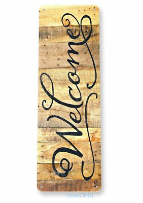 #ad WELCOME 11X4 TIN SIGN HOME GARAGE REPRODUCTION TIN SIGN RUSTIC FAITH FAMILY BACK