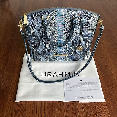 #ad Authentic BRAHMIN Duxbury Satchel Melbourne Handbag Shoulder Bag Blue Snake NWOT