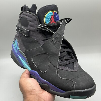 #ad Nike Air Jordan 8 Retro Aqua Black Blue Purple Playoff Size 8.5 Sneakers
