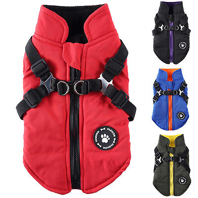 #ad Pet Dog Jacket With Harness Winter Warm Dog Clothes Waterproof Dog Coat Outfits