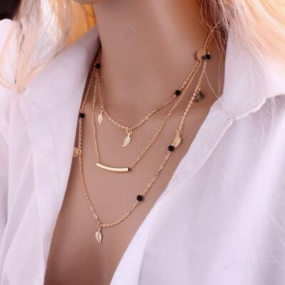 #ad Simple BOHO Multi layer Necklace Women Bib Chain Choker Statement Party Jewelry