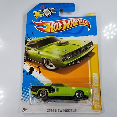 #ad Hot Wheels #x27;71 Hemi Cuda Green 2012 New model #48 247 New on Card