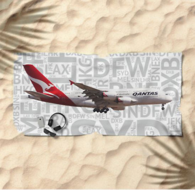 #ad Qantas Airbus A380 with Airport Codes 74quot; x 37quot; Beach Towel
