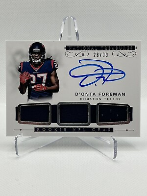 #ad 2017 National Treasures D#x27;Onta Foreman Rookie NFL Gear Signature Trios 99 RST DF