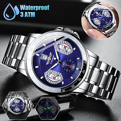#ad Luxury Men#x27;s Automatic Mechanical Wristwatch Quartz Waterproof Business Luminous