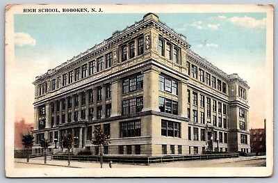 #ad Hoboken New Jersey WB Postcard High School 1920s