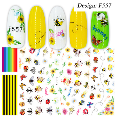 #ad 3D Nail Art Sticker Honey Bee Butterfly Flower Decal Manicure Peel amp; Stick NS3