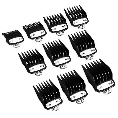 #ad Professional Hair Clipper Guards Guides 10 Pcs Coded Cutting Guides New