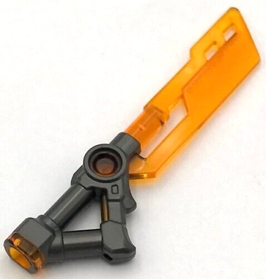 #ad Lego New Trans Orange Minifigure Weapon Sword w 3 Holes in Blade Part