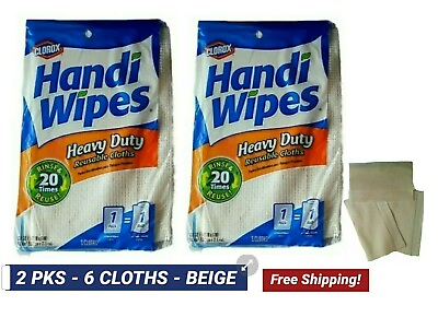 #ad HEAVY DUTY CLOTHS MULTIPURPOSE ABSORBENT CLEANING TOWELS 2 PKS 6CT