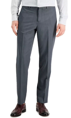 #ad PERRY ELLIS mens MODERN FIT dress pants GRAY FLAT FRONT STRETCH 33 30 NWT $95