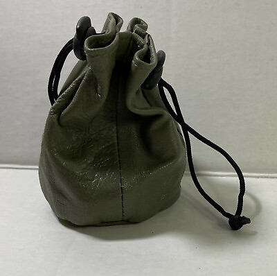 #ad Soft Leather Drawstring Pouch with spring locks Coin Purse wrist pouch Brand New