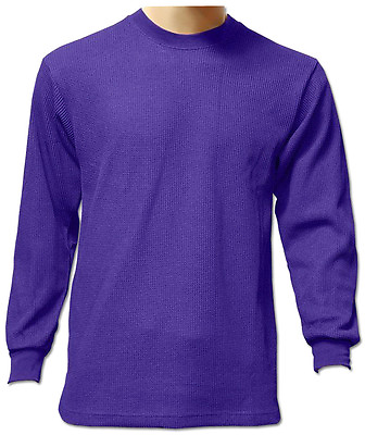 Men Heavy Weight Plain Thermal Long Sleeve New Waffle Shirts Solid Colors $15.99