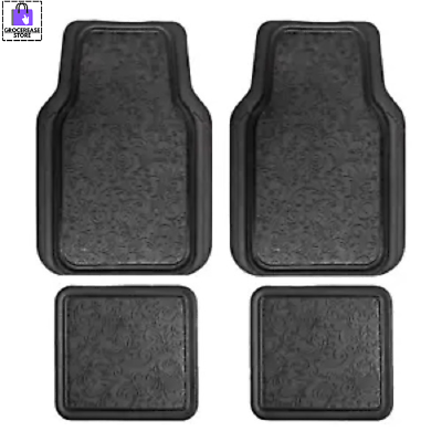 #ad 4xUniversal Metallic Car Rubber Floor Mats Semi Trimmable Heavy Duty All Weather