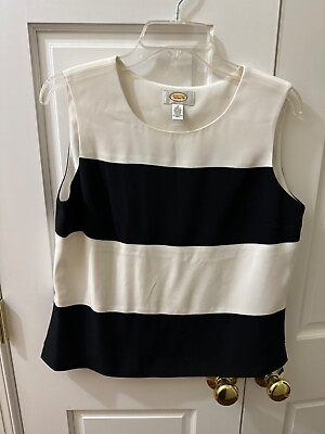#ad Talbots Black White Sleeveless Shell size 12 Excellent condition