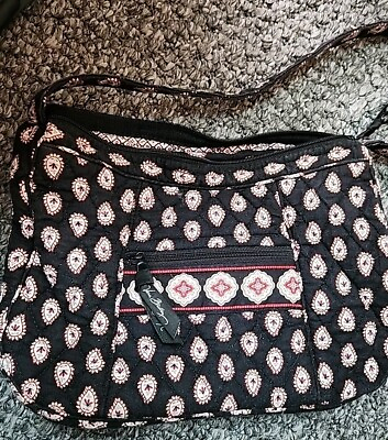 #ad Vera Bradley quilted purse bamboo handles pink plum plaid paisley