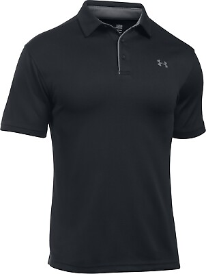 #ad Under Armour Tech Polo Men#x27;s Size Large Black Performance Golf Shirt 1290140
