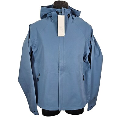 #ad All In Motion Men Jacket Size Medium Zip Waterproof Drawstring Hooded Raincoat
