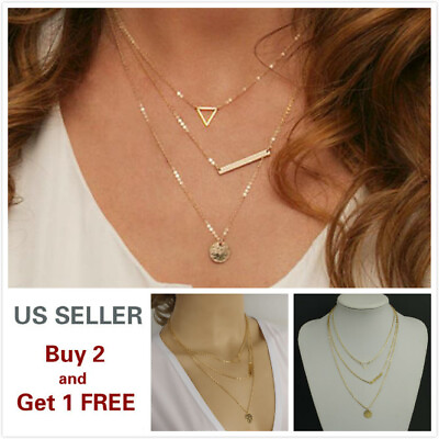 #ad Triple layer Fashion Women Lady Choker Necklace Charm Chain Jewelry B