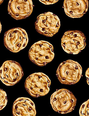 #ad Chocolate Chip Cookies Food Fabric Kitchen Cotton Timeless Treasures C8550 Yard