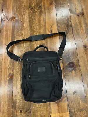 #ad Tumi Nylon Messenger Bag Black Crossbody Rectangular 16x12x5 USA Made