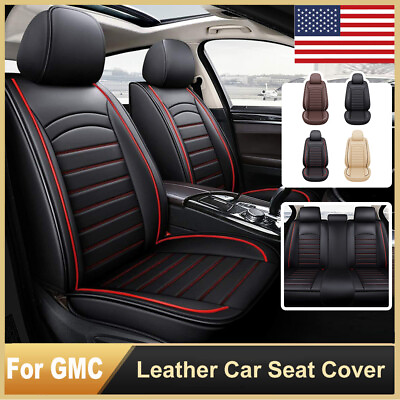 #ad For GMC Car Seat Covers Leather 2 5 Seats Front Rear Auto Waterproof Protector