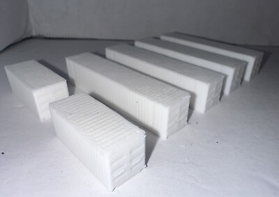 #ad Z Scale Shipping Container 6 Pack White Unpainted 1:220 Detailed 40ft 20ft
