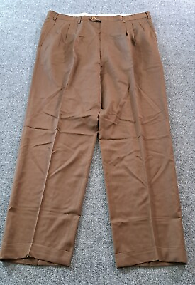 #ad Brioni Mens Dress Pants Size 38 Brown 100% Virgin Wool Pleated Cuffed 38x30