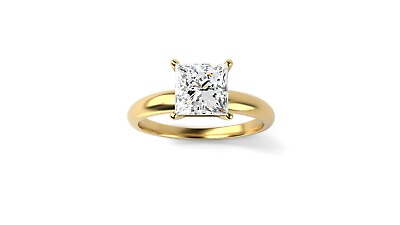 #ad 1.10 CARAT PRINCESS CUT F VS2 CERTIFIED DIAMOND ENGAGEMENT RING 18K YELLOW GOLD