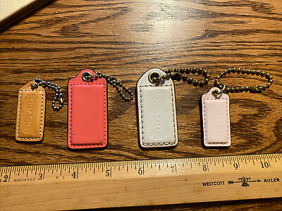 4x Vintage COACH Replacement Leather Signature Hang Tag Charm Key Chain Fob Lot $23.00
