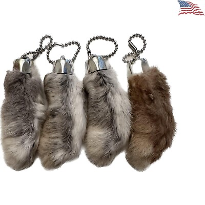 #ad Authentic Premium Rabbit Foot Keychain Traditional Good Luck Charm Set of 4
