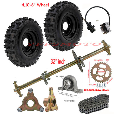 #ad 32#x27;#x27; Rear Axle Kit Wheel Tires Brake Chain for ATV Quad Buggy Trike Scooter Golf