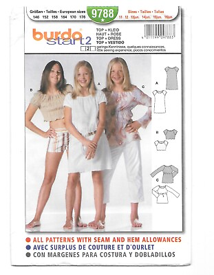 #ad Burda 9788 Top and Dress Sewing Pattern Size Child 11 16 Uncut Complete