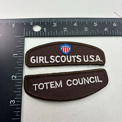 #ad Vintage 2 PATCHES Girl Scouts USA Patch Totem Council Patch 39P7
