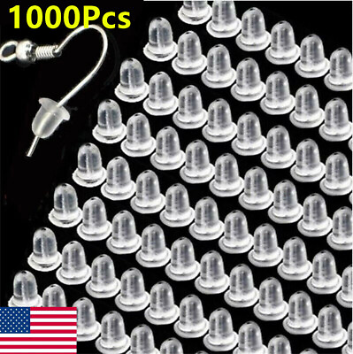 #ad 1000Pcs Heavy Duty Rubber Earring Backs Sleeves Holders Stoppers Nuts Silicone